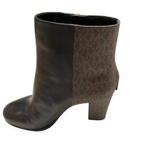Michael Kors NEW Frenchie MK Print Leather Black & Brown Bootie 9M